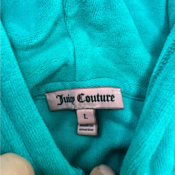 Juicy Couture women’s green velvet y2k trendy zip up hooded jacket L L109-39 - Picture 6 of 6
